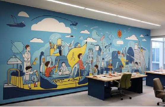 浦城县办公室墙绘的特点。